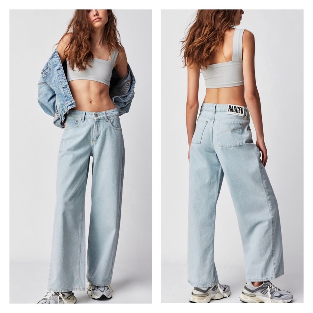 FREE PEOPLE The Ragged Priest Preppy Low-Rise Baggy Jeans Grunge 32